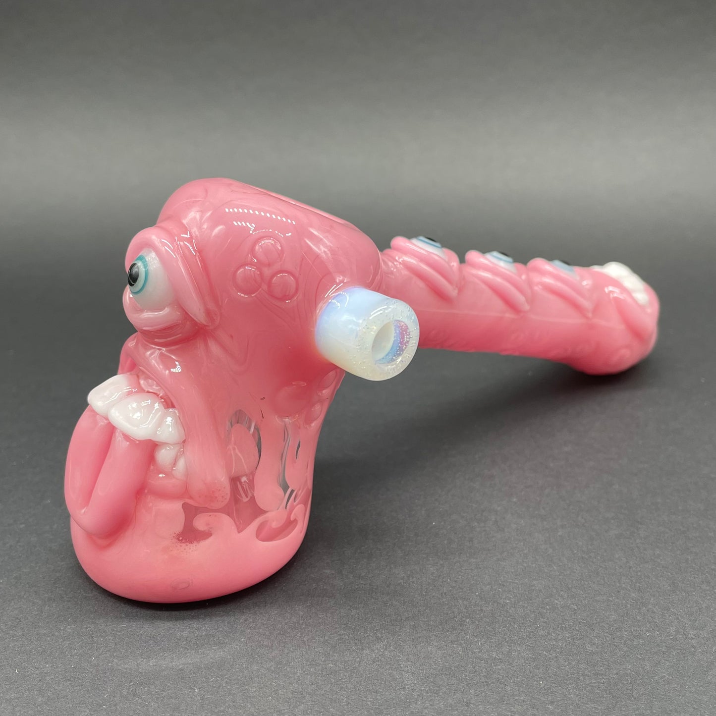 Pink evil eye bubbler