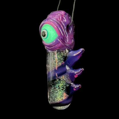 Hand-blown Royal jelly dichroic cyclops pendant - Leviathan Glass original