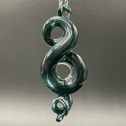 Dichroic sparkle snake pendant