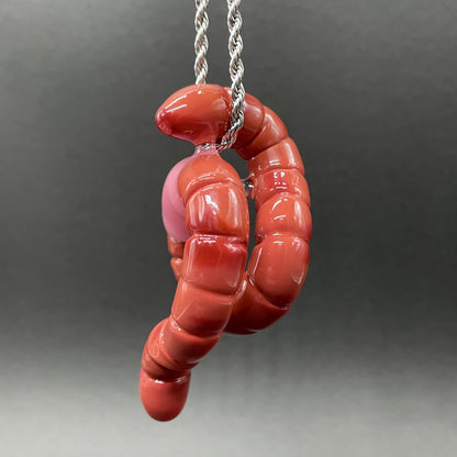 glass earthworm pendant