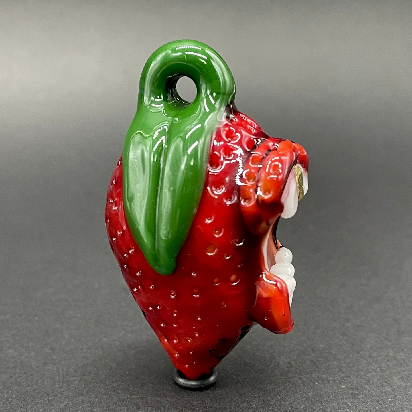 Screaming strawberry glass pendant