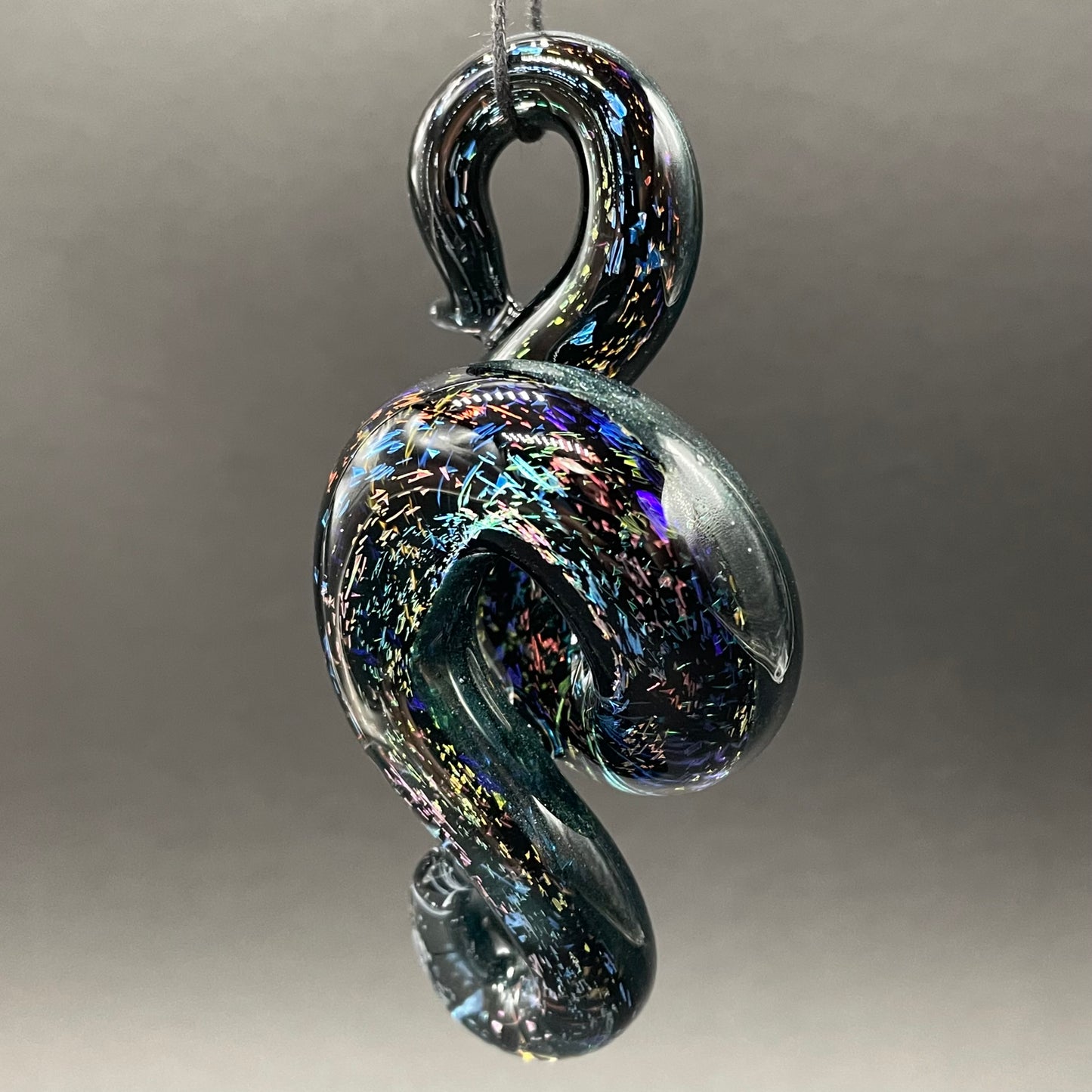 Dichroic sparkle snake pendant