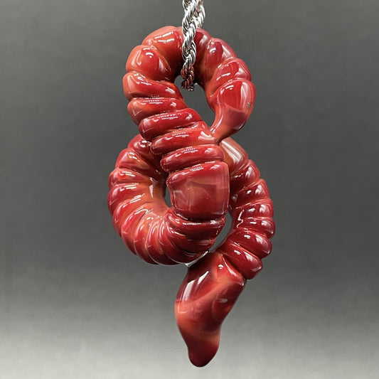 glass earthworm pendant