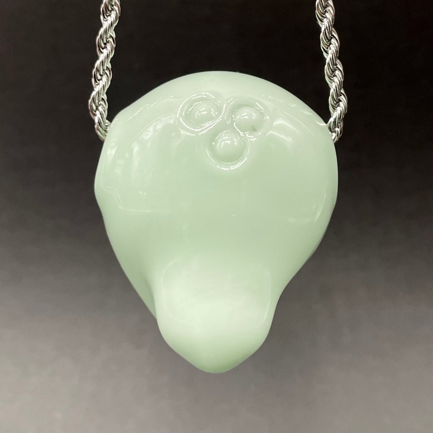 Time manipulating three eye glass alien pendant