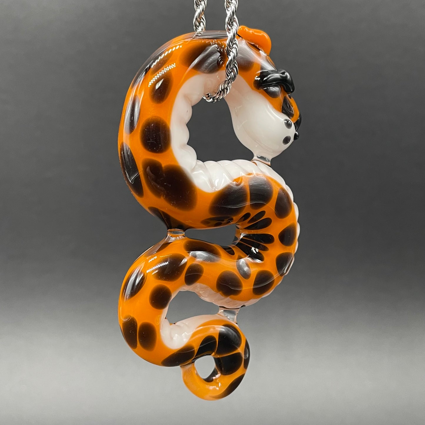 Slithering Chester Cheetah glass pendant