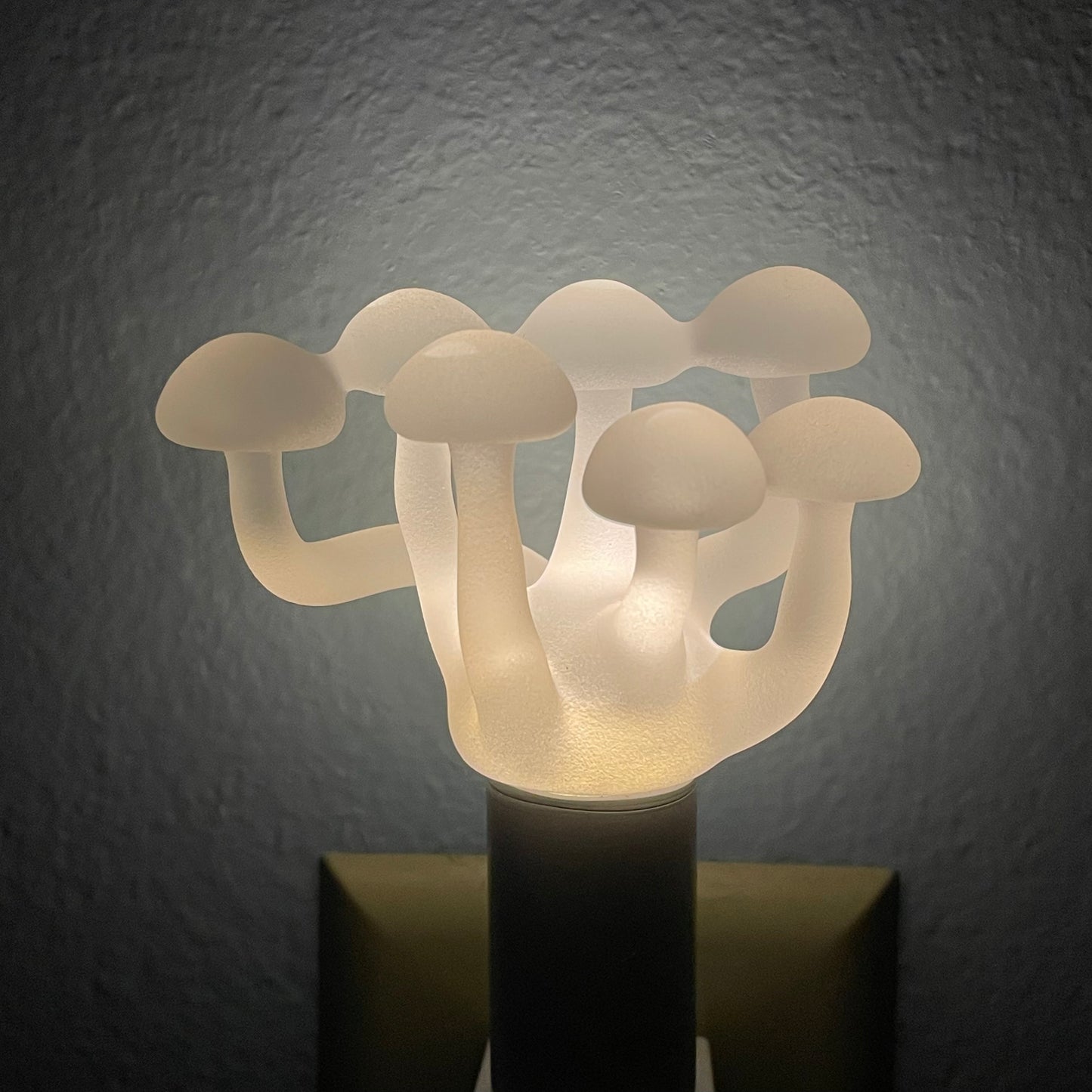 Mushroom, frosted clear glass led night light.