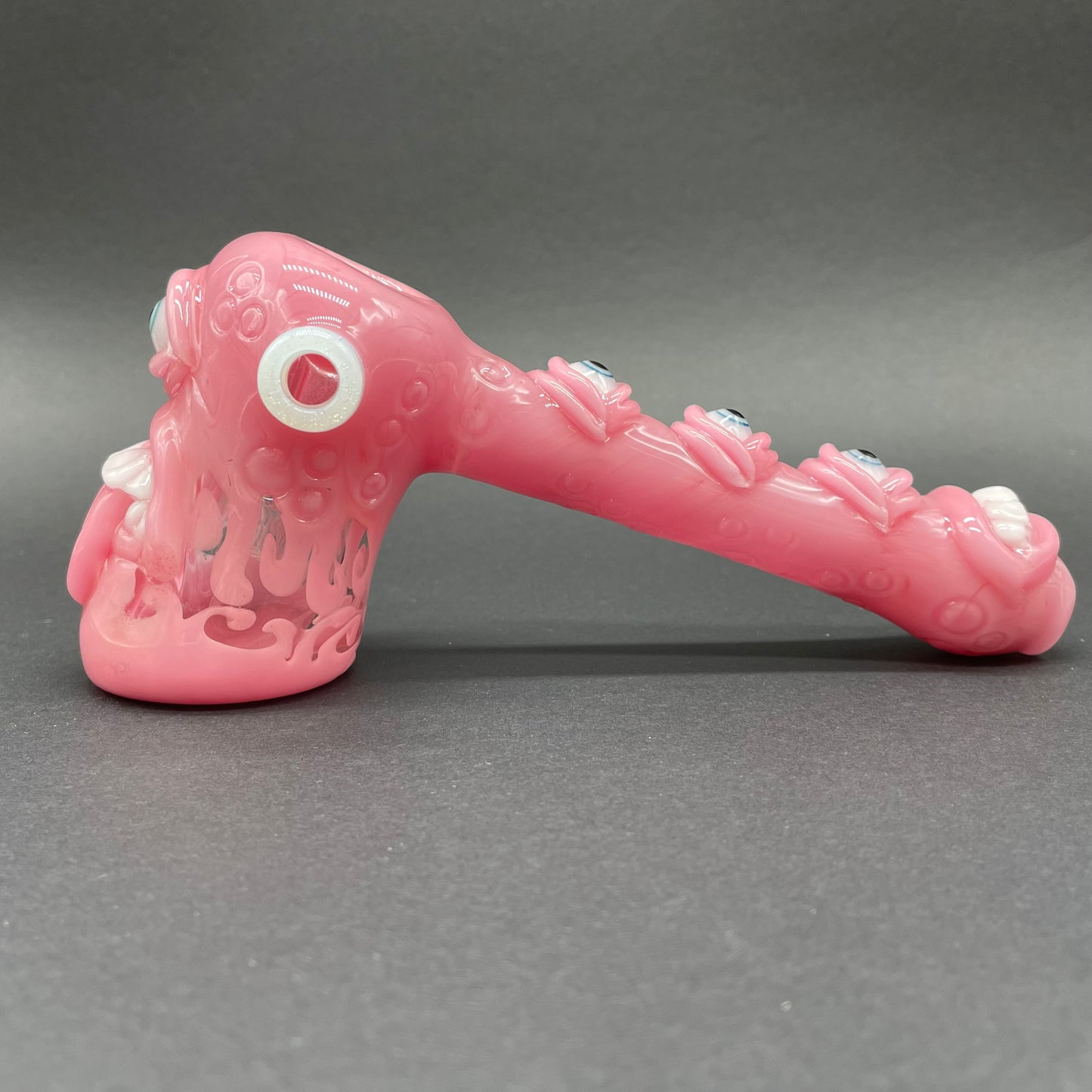 Pink evil eye bubbler