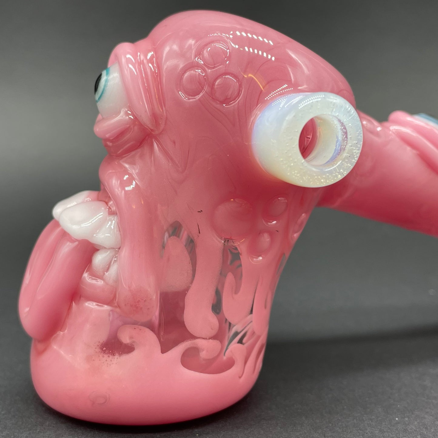 Pink evil eye bubbler