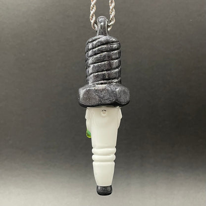 Sparky the Glass spark plug pendant