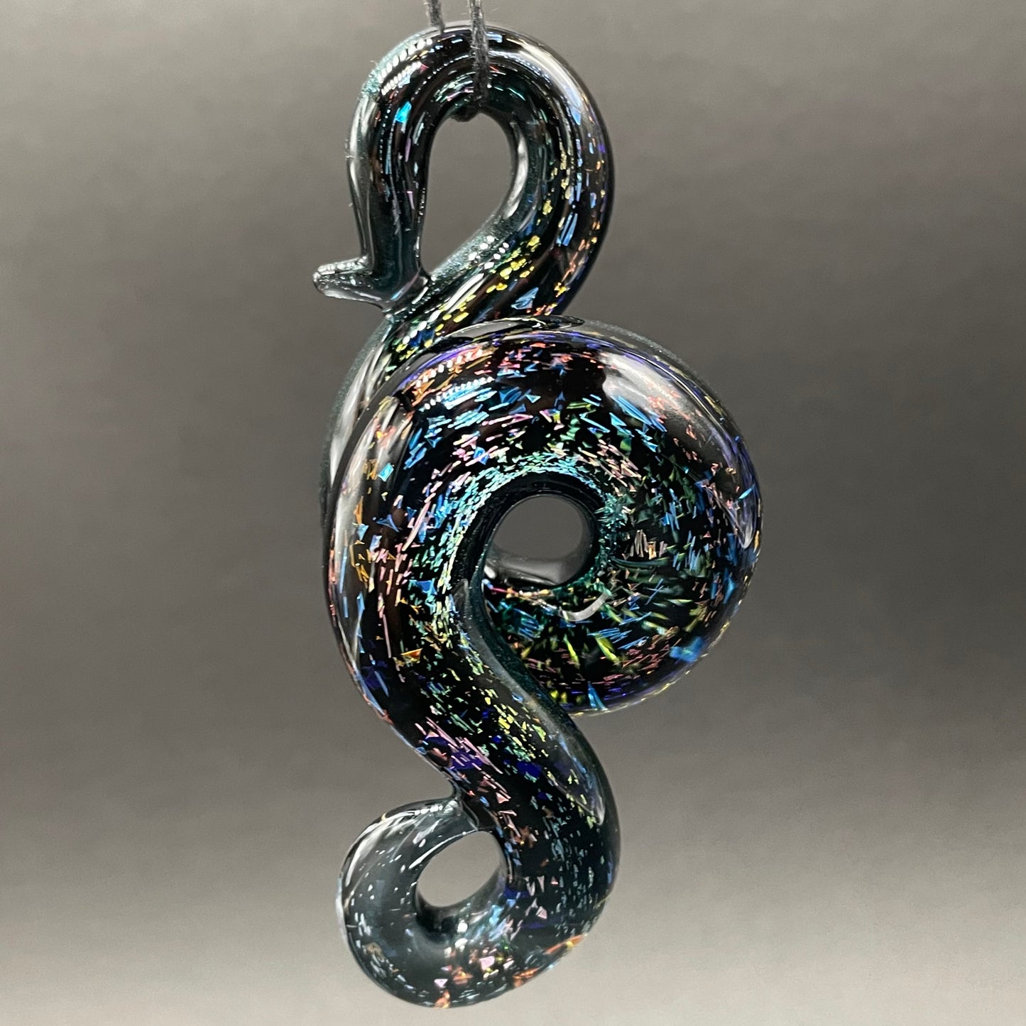 Dichroic sparkle snake pendant