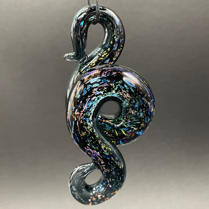 Dichroic sparkle snake pendant