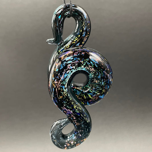 Dichroic sparkle snake pendant