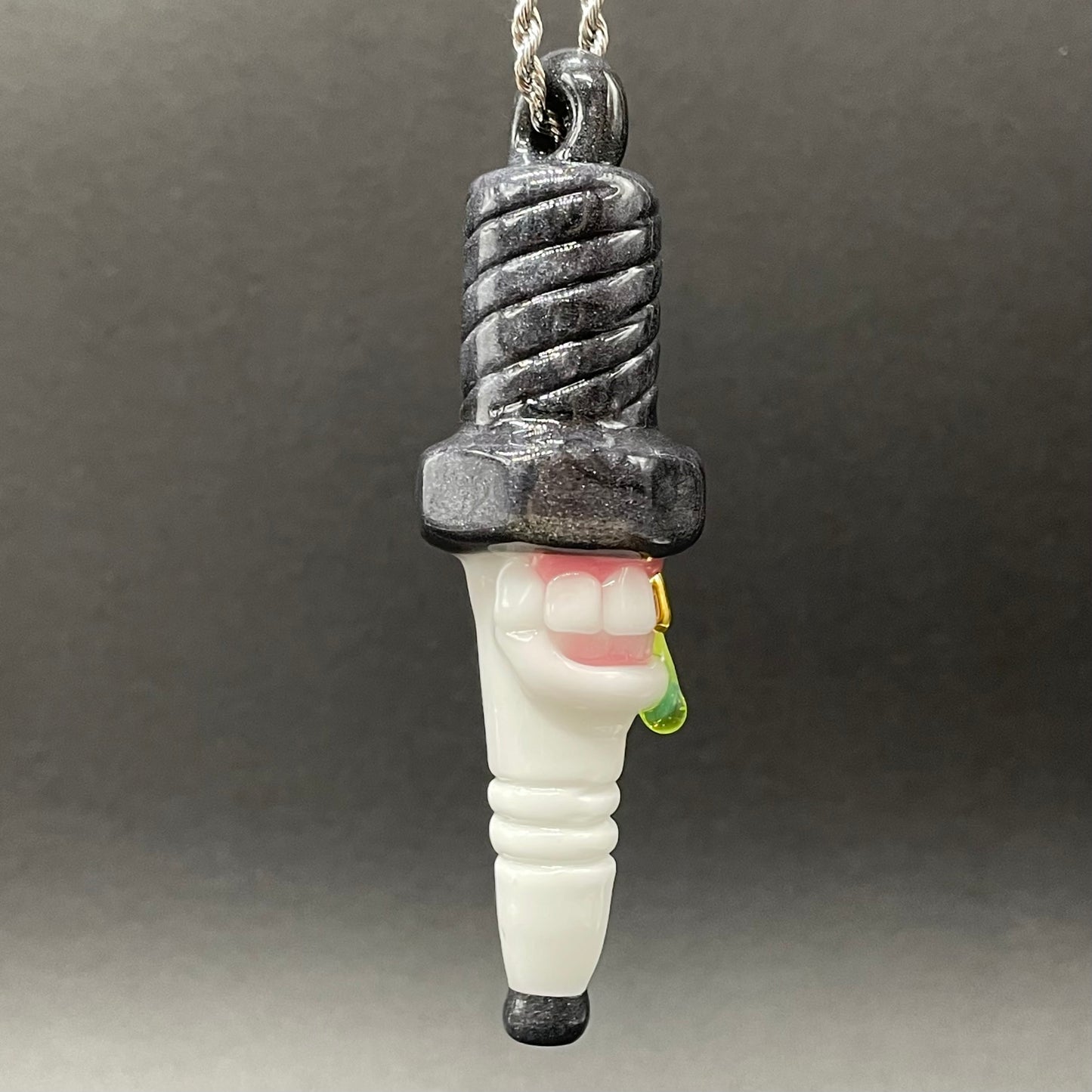 Sparky the Glass spark plug pendant