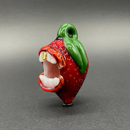 Screaming strawberry glass pendant