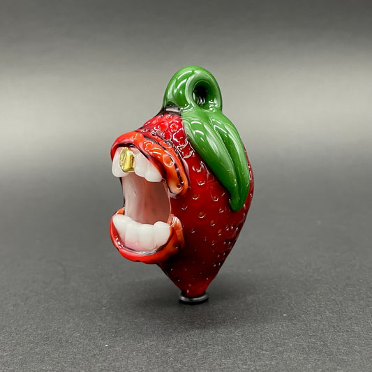 Screaming strawberry glass pendant