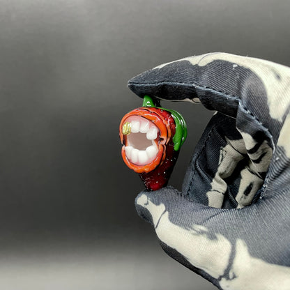 Screaming strawberry glass pendant