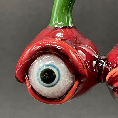 Cherry flavored glass eye pendant