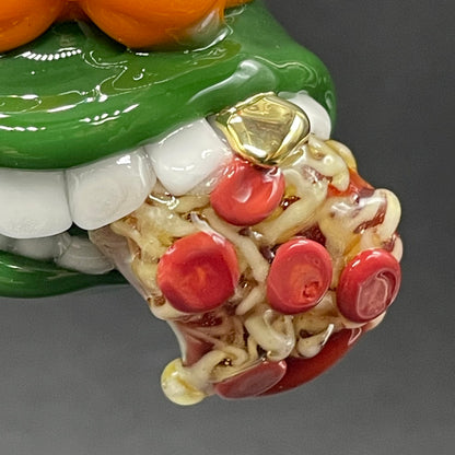 Glass Ninja Turtle Pendant – Handmade Michelangelo Pizza Necklace, TMNT Fan Jewelry