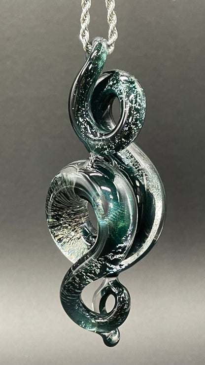 Dichroic sparkle snake pendant