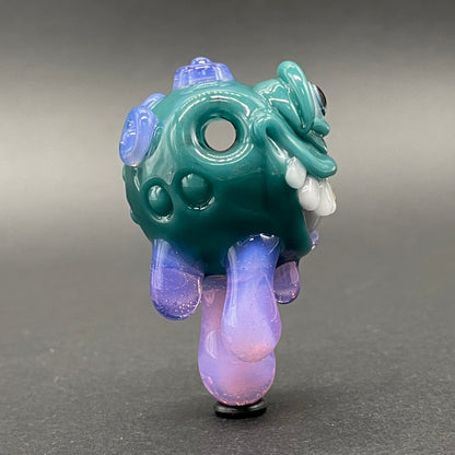 Dripping with sarcasm - Agua azule Drippy, grinning pendant
