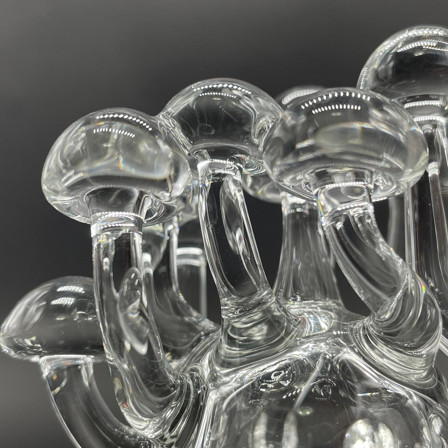 Handblown Clear Glass Mushroom Sculpture Psychedelic Cluster Art Piece