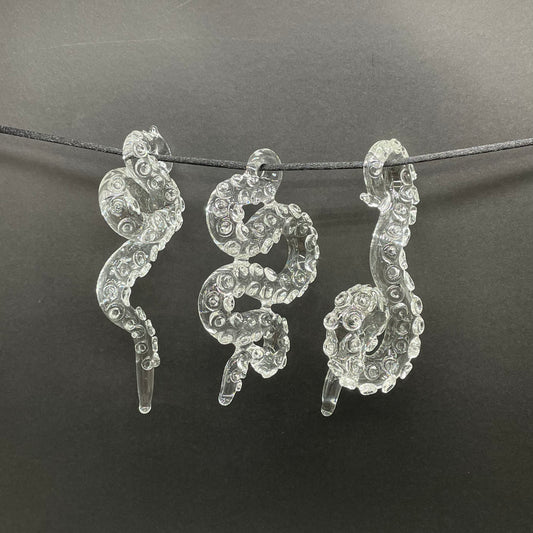 3 clear tentacle ornaments