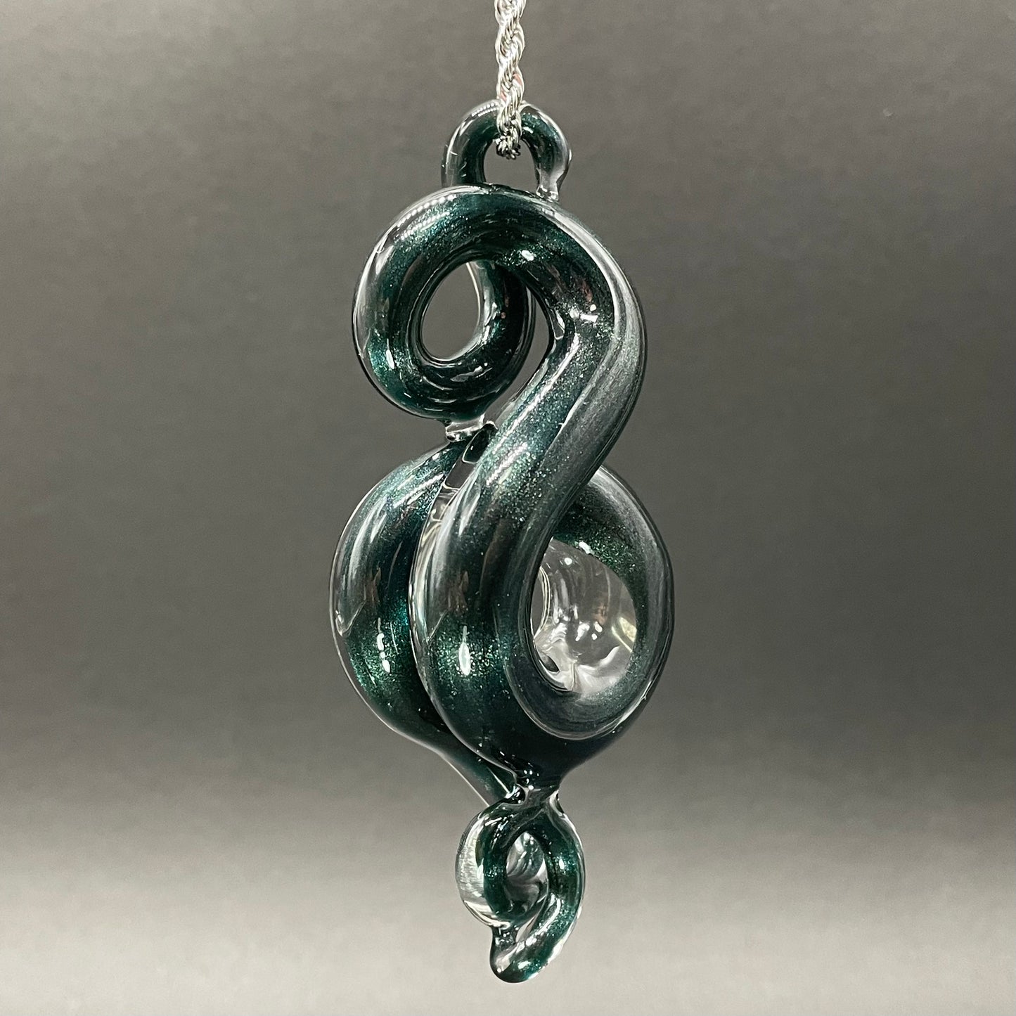 Dichroic sparkle snake pendant