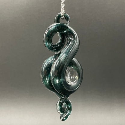 Dichroic sparkle snake pendant