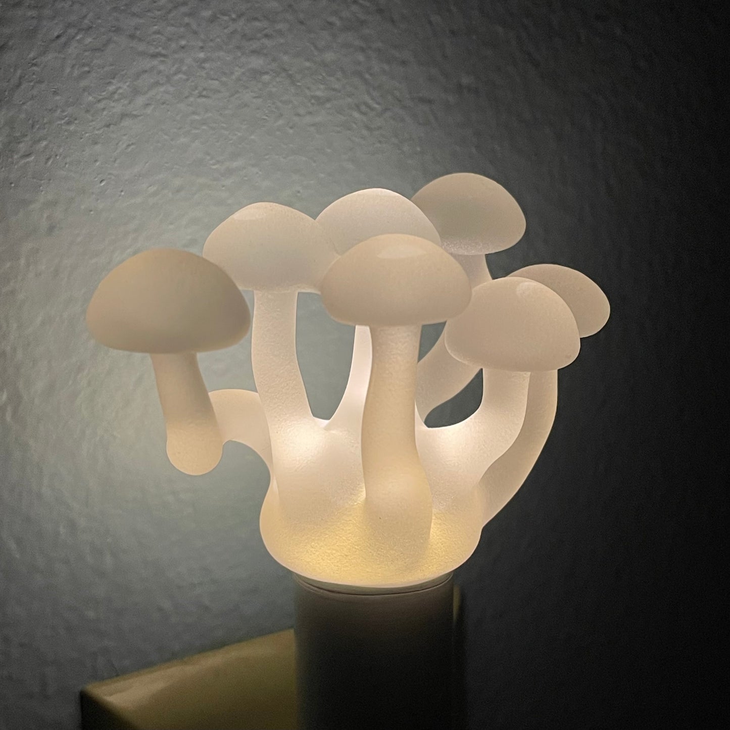 Mushroom, frosted clear glass led night light.