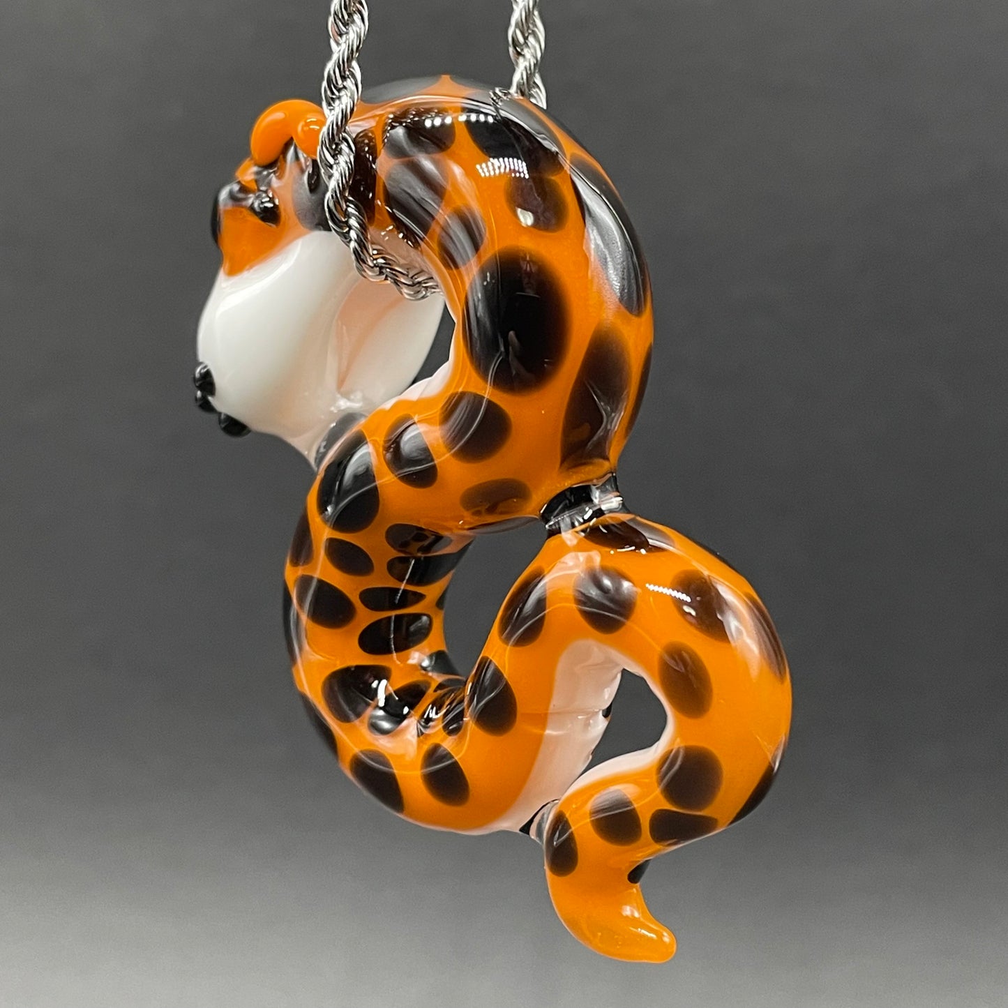 Slithering Chester Cheetah glass pendant