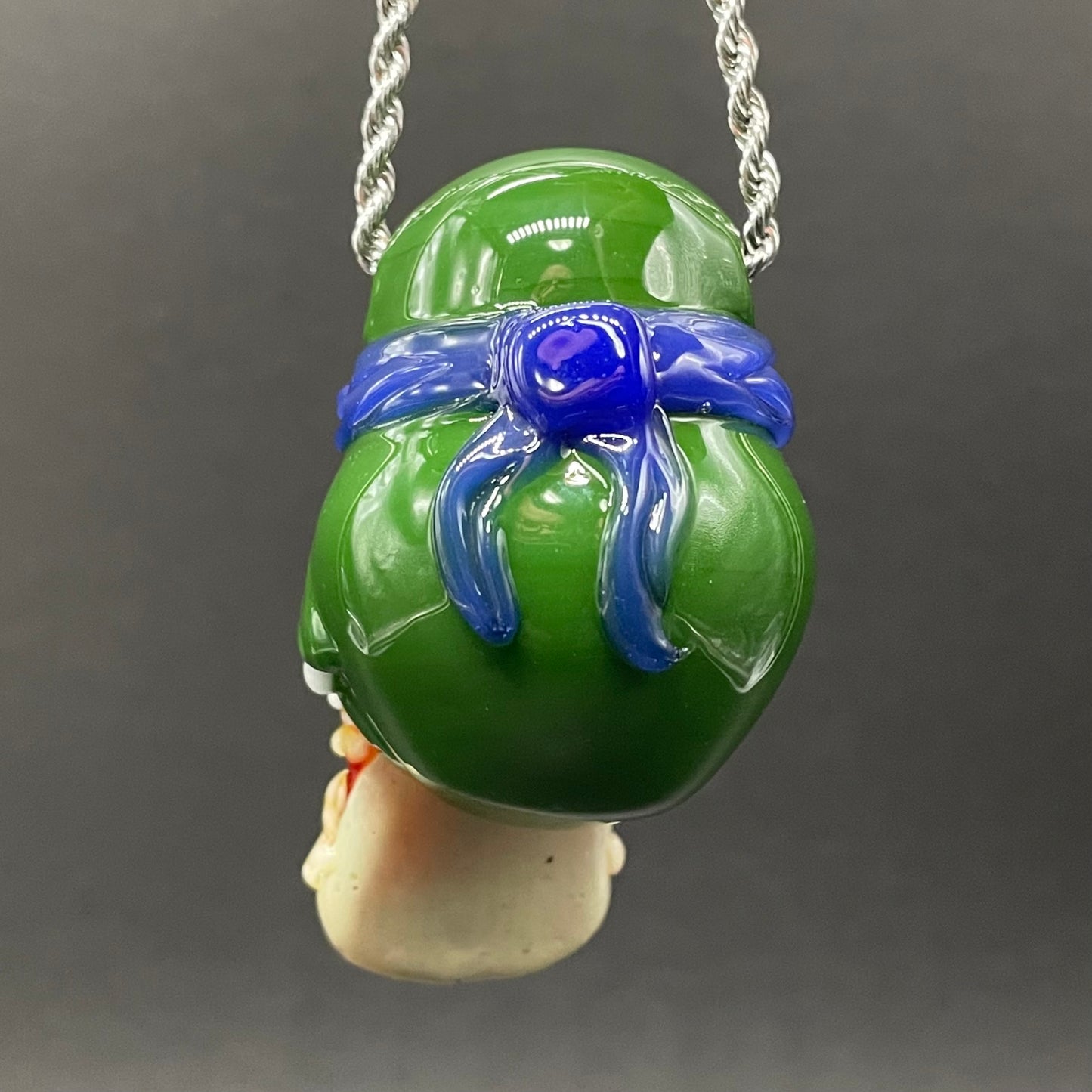 Leonardo Ninja TurtleHandblown Pendant, TMNT Inspired Collectible glass necklace