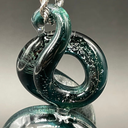 Dichroic sparkle snake pendant