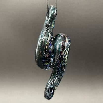 Dichroic sparkle snake pendant