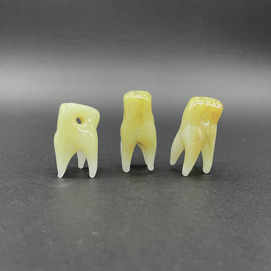 3 glass tooth beads