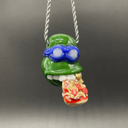 Leonardo Ninja TurtleHandblown Pendant, TMNT Inspired Collectible glass necklace