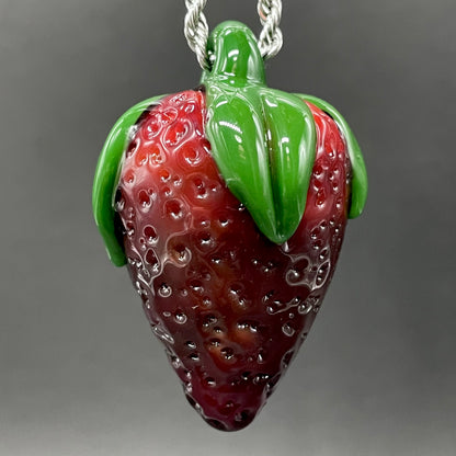 Screaming strawberry glass pendant