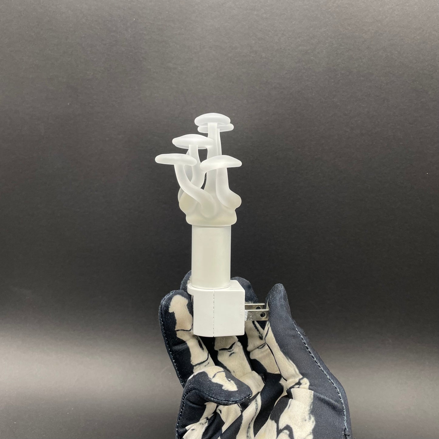 Mushroom, frosted clear glass led night light.