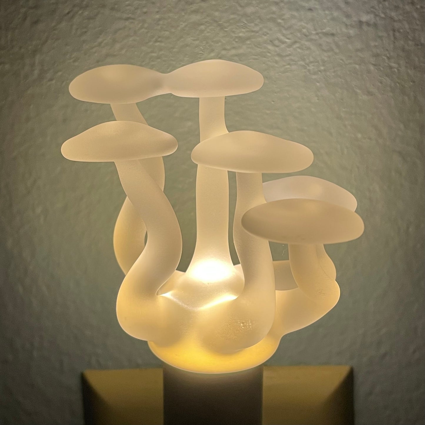 Mushroom, frosted clear glass led night light.