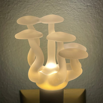 Mushroom, frosted clear glass led night light.