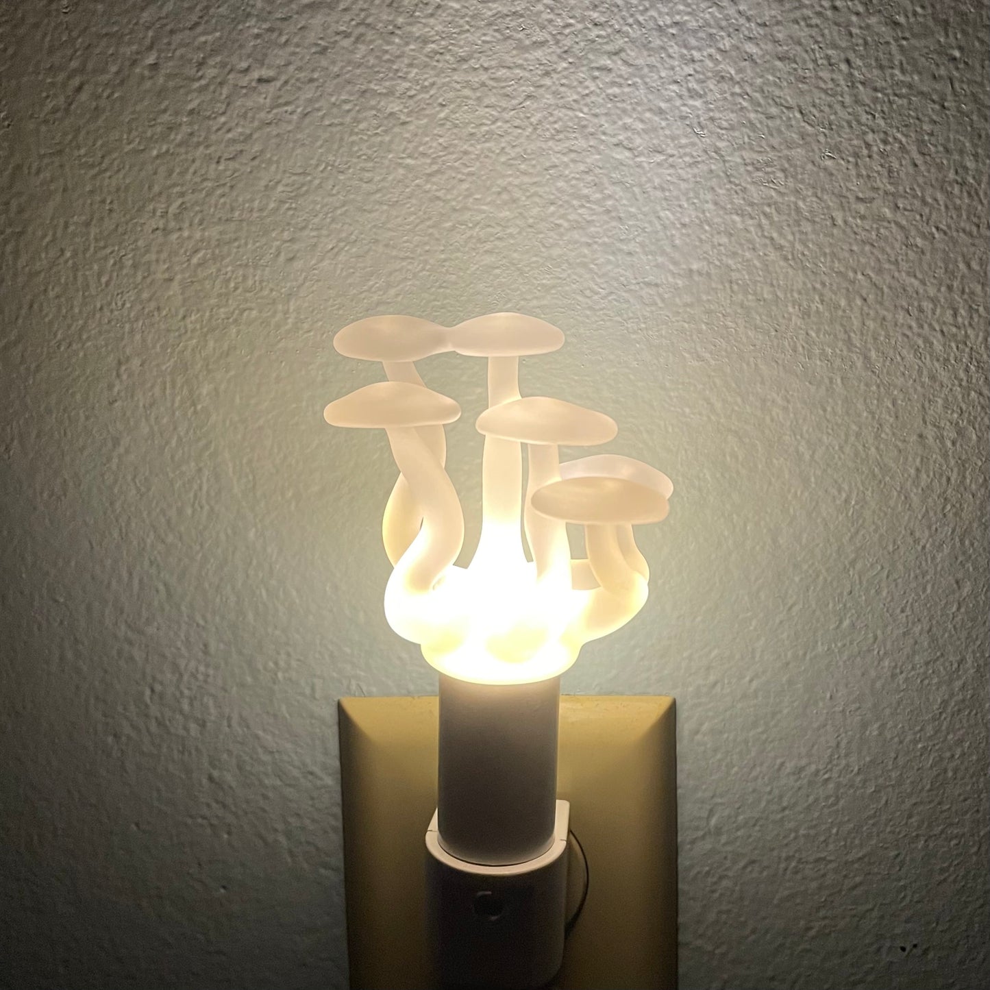 Mushroom, frosted clear glass led night light.