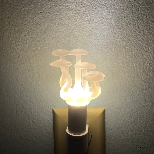 Mushroom, frosted clear glass led night light.