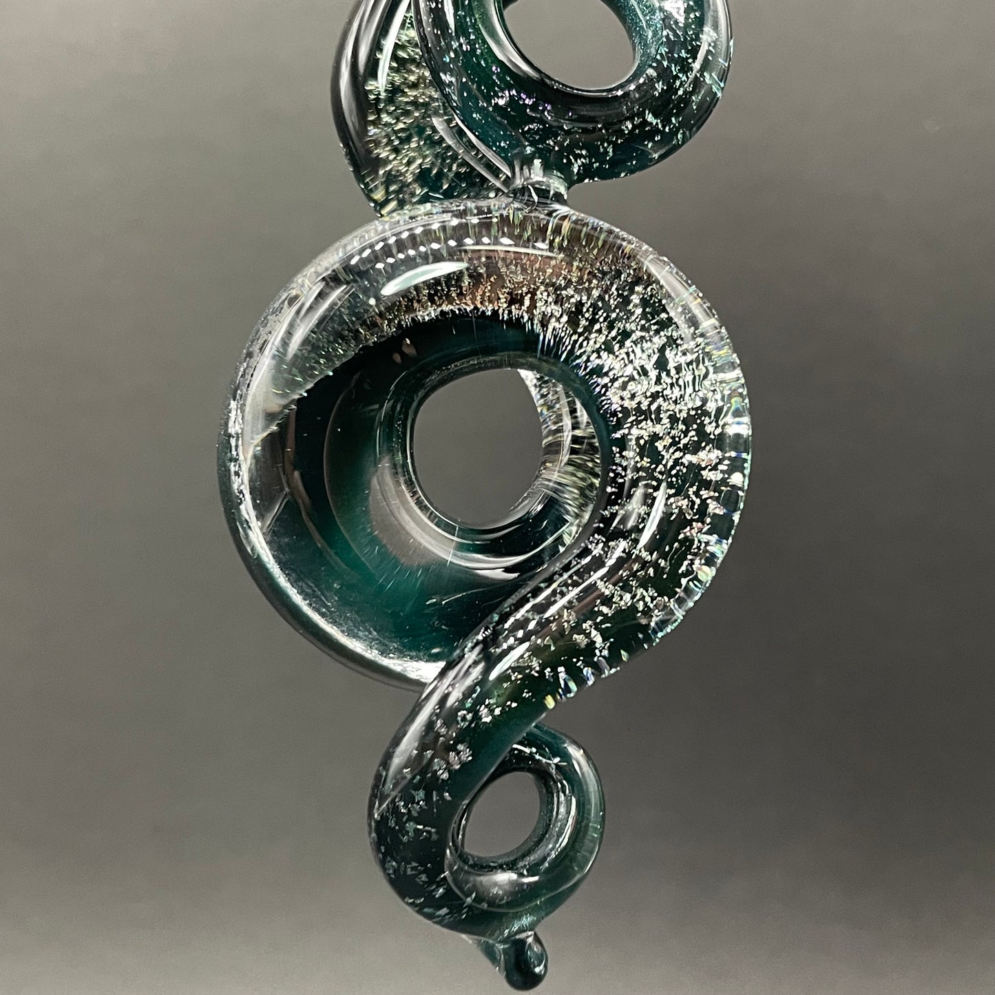 Dichroic sparkle snake pendant