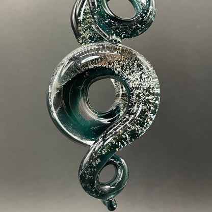 Dichroic sparkle snake pendant