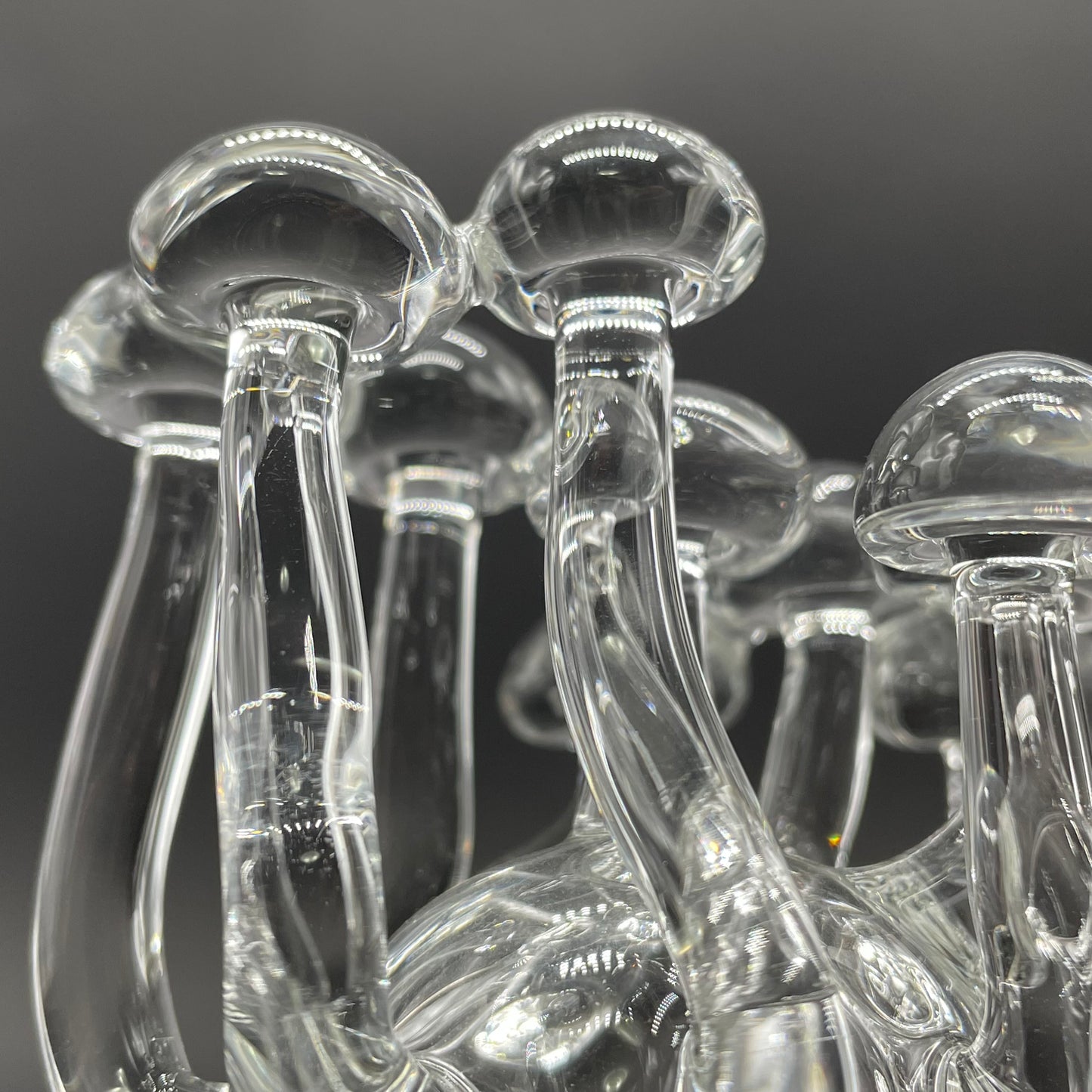 Handblown Clear Glass Mushroom Sculpture Psychedelic Cluster Art Piece