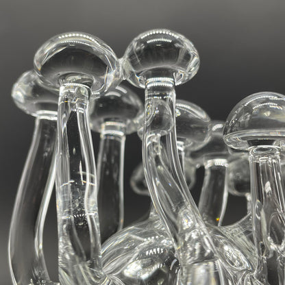 Handblown Clear Glass Mushroom Sculpture Psychedelic Cluster Art Piece