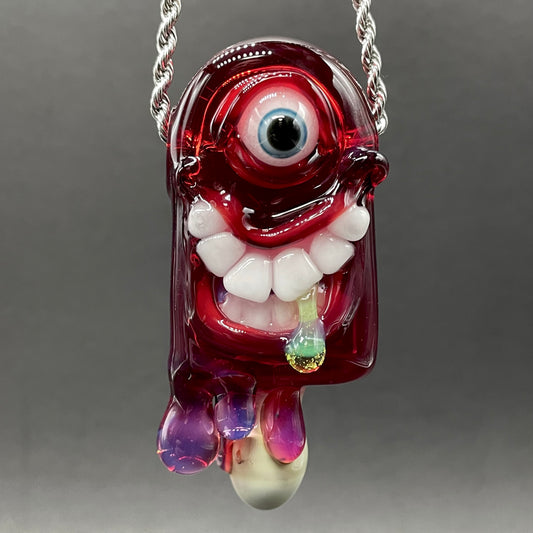Drippy popsicle pendant detail view - premium glass art
