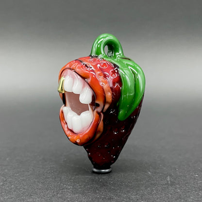 Screaming strawberry glass pendant
