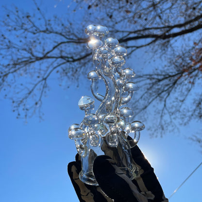 TALL CLEAR GLASS MUSHROOM SCULPTURE