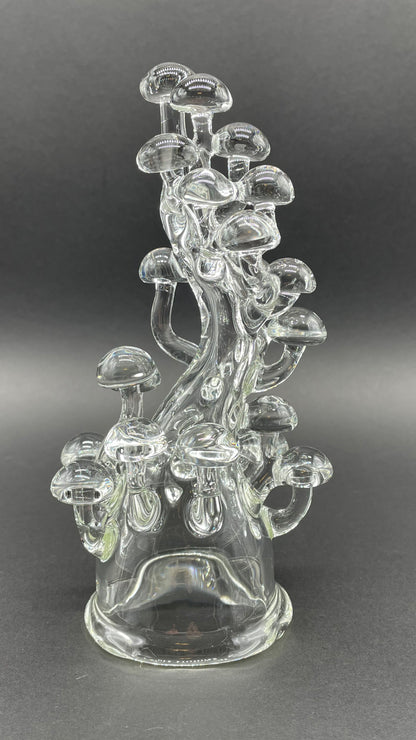 TALL CLEAR GLASS MUSHROOM SCULPTURE