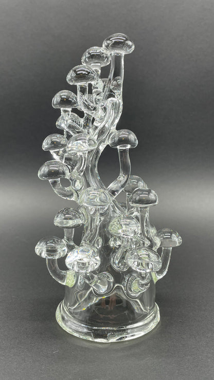 TALL CLEAR GLASS MUSHROOM SCULPTURE
